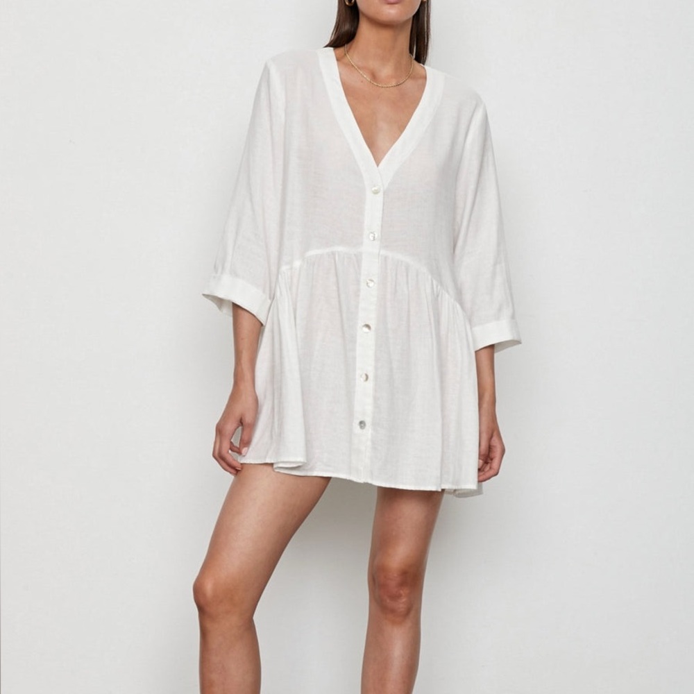 Atoir Linen Blend Island Hopper Dress in White - Size 4 US